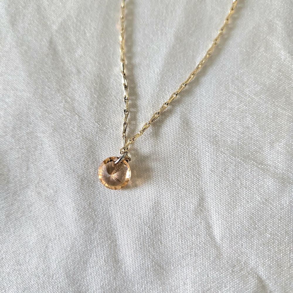 Gold Necklace with Peach Diamond